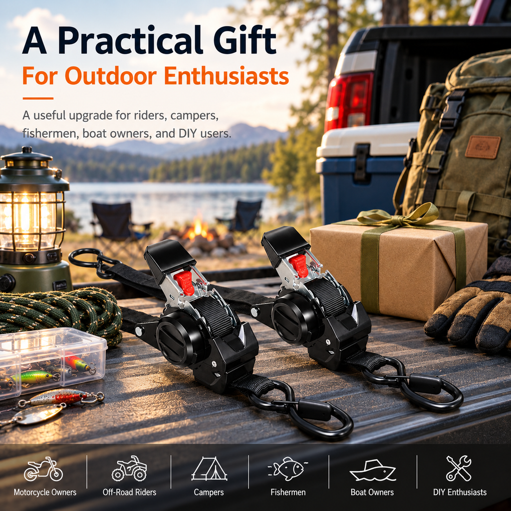 Heavy-Duty Dual-end Retractable Ratchet Tie Down Straps